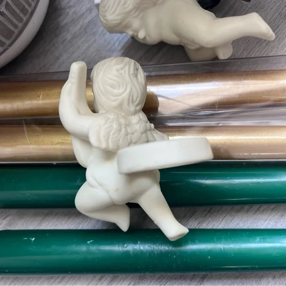 Vintage PartyLite Elegant Cherub Candle Huggers - White set of 2 - Picture 8 of 9